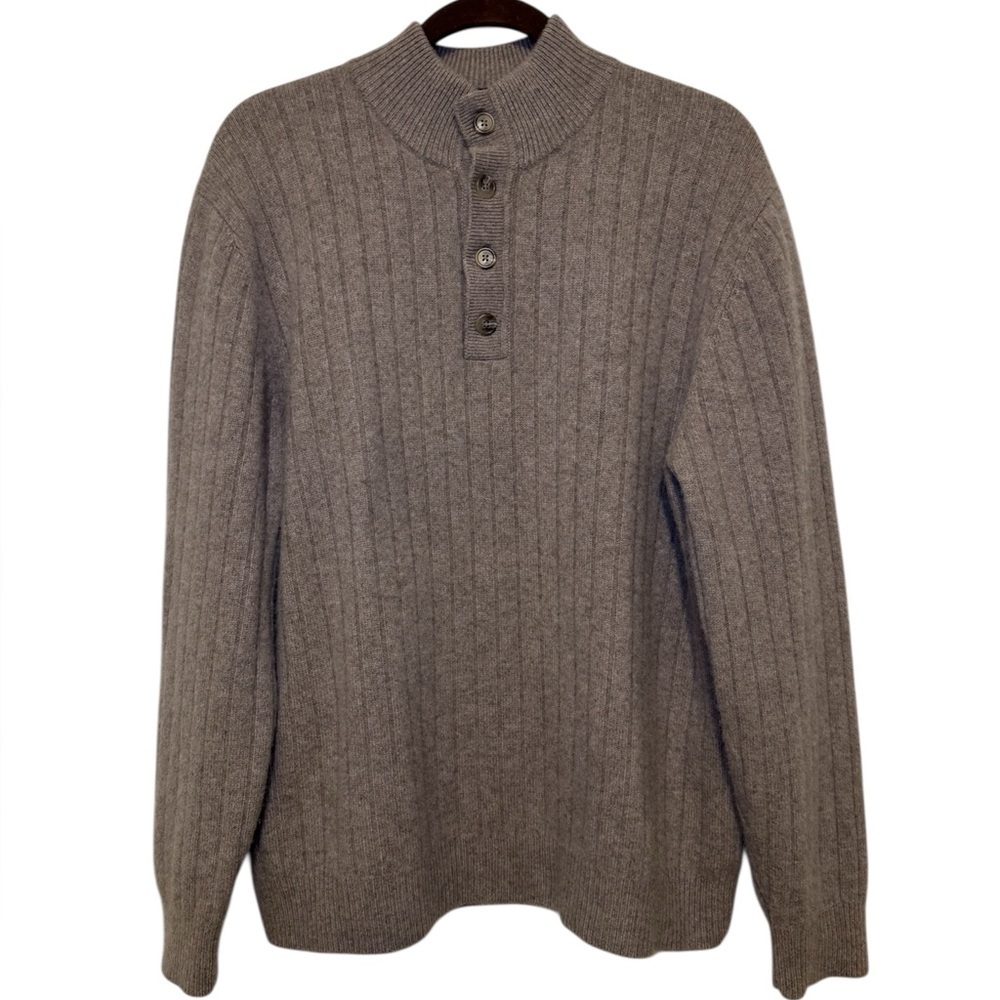 Men’s 100% Cashmere Daniel Bishop Sweater 3/4 Button Pull-Over Size XL